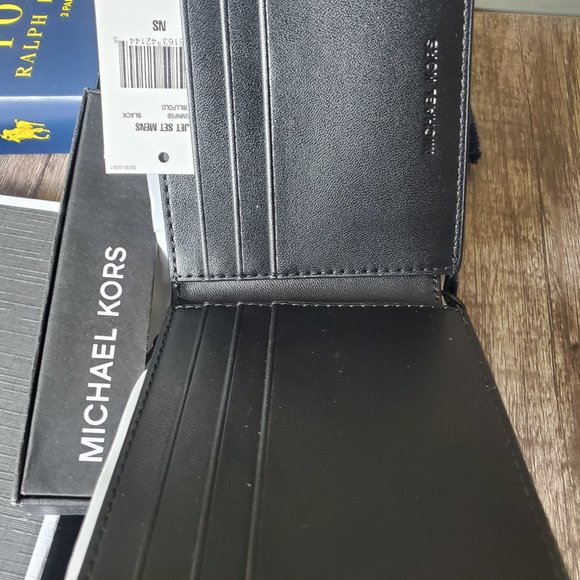 NWT MICHAEL KORS Black JET SET MONOGRAM SLIM WALLET - Picture 2 of 4